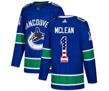 Adidas Canucks #1 Kirk Mclean Blue Home Authentic USA Flag Stitched NHL Jersey