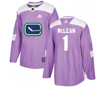 Adidas Canucks #1 Kirk Mclean Purple Authentic Fights Cancer Stitched NHL Jersey