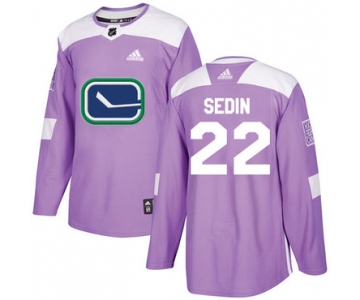 Adidas Canucks #22 Daniel Sedin Purple Authentic Fights Cancer Stitched NHL Jersey