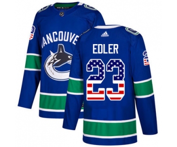 Adidas Canucks #23 Alexander Edler Blue Home Authentic USA Flag Stitched NHL Jersey