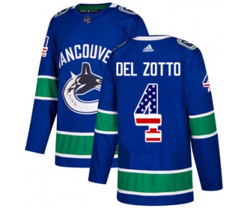 Adidas Canucks #4 Michael Del Zotto Blue Home Authentic USA Flag Stitched NHL Jersey