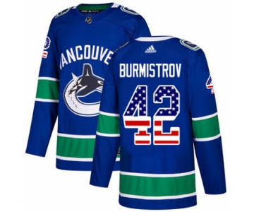 Adidas Canucks #42 Alex Burmistrov Blue Home Authentic USA Flag Stitched NHL Jersey