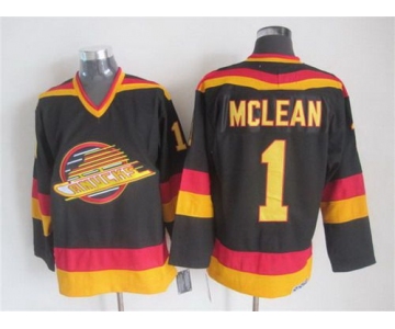 Men's Vancouver Canucks #1 Kirk McLean 1985-86 Black CCM Vintage Throwback