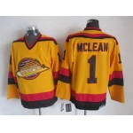 Men's Vancouver Canucks #1 Kirk McLean 1985-86 Yellow CCM Vintage Throwback Jersey