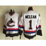 Men's Vancouver Canucks #1 Kirk McLean 1997-98 White CCM Vintage Throwback Jersey