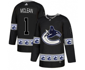 Men's Vancouver Canucks #1 Kirk McLean Black Team Logos Fashion Adidas Jersey