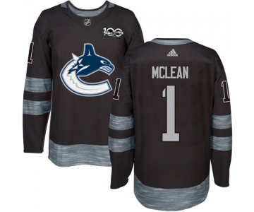 Men's Vancouver Canucks #1 Kirk Mclean Black 100th Anniversary Stitched NHL 2017 adidas Hockey Jersey