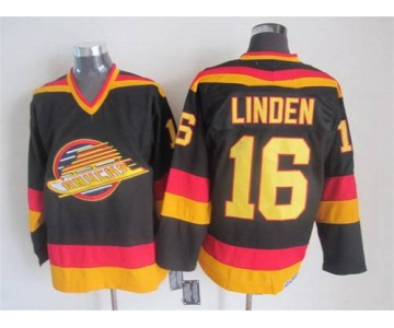 Men's Vancouver Canucks #16 Trevor Linden 1985-86 Black CCM Vintage Throwback Jersey