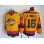 Men's Vancouver Canucks #16 Trevor Linden 1985-86 Yellow CCM Vintage Throwback Jersey