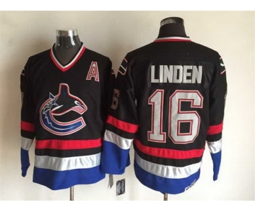 Men's Vancouver Canucks #16 Trevor Linden 2003-04 Black CCM Vintage Throwback Jersey