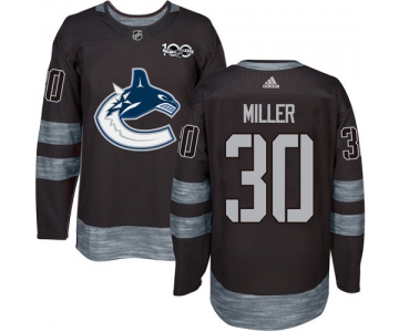 Men's Vancouver Canucks #30 Ryan Miller Black 100th Anniversary Stitched NHL 2017 adidas Hockey Jersey