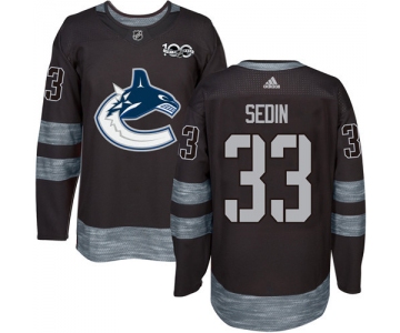 Men's Vancouver Canucks #33 Henrik Sedin Black 100th Anniversary Stitched NHL 2017 adidas Hockey Jersey