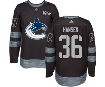 Men's Vancouver Canucks #36 Jannik Hansen Black 100th Anniversary Stitched NHL 2017 adidas Hockey Jersey