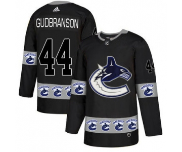 Men's Vancouver Canucks #44 Erik Gudbranson Black Team Logos Fashion Adidas Jersey
