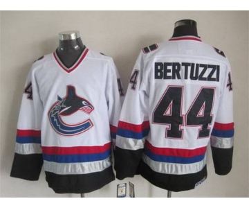 Men's Vancouver Canucks #44 Todd Bertuzzi 1997-98 White CCM Vintage Throwback Jersey