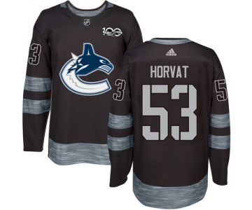 Men's Vancouver Canucks #53 Bo Horvat Black 100th Anniversary Stitched NHL 2017 adidas Hockey Jersey