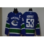 Men's Vancouver Canucks #53 Bo Horvat Blue With C Patch Adidas Stitched NHL Jersey