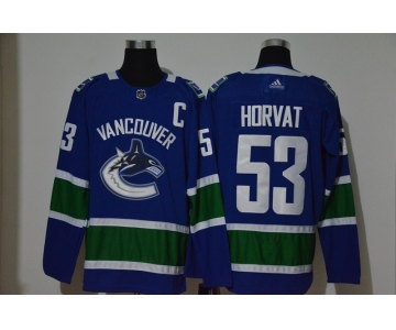 Men's Vancouver Canucks #53 Bo Horvat Blue With C Patch Adidas Stitched NHL Jersey