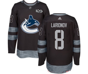Men's Vancouver Canucks #8 Igor Larionov Black 100th Anniversary Stitched NHL 2017 adidas Hockey Jersey