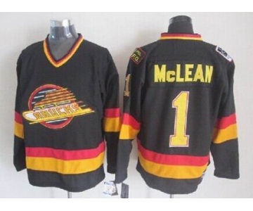 Vancouver Canucks #1 Kirk McLean Black Throwback CCM Jersey