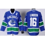 Vancouver Canucks #16 Trevor Linden Blue Jersey