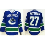 Vancouver Canucks #27 Shawn Matthias Blue Jersey