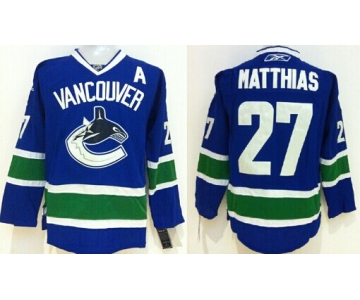 Vancouver Canucks #27 Shawn Matthias Blue Jersey