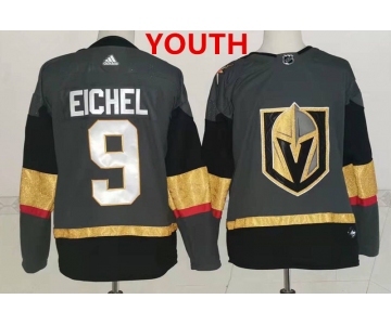 Youth Adidas Vegas Golden Knights #9 Jack Eichel Grey Home Authentic Stitched NHL Jersey