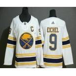 Youth Buffalo Sabres #9 Jack Eichel White With Gold C Patch and 50th Anniversary Adidas Stitched NHL Jersey