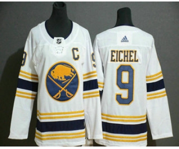 Youth Buffalo Sabres #9 Jack Eichel White With Gold C Patch and 50th Anniversary Adidas Stitched NHL Jersey