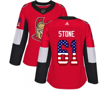 Adidas Senators #61 Mark Stone Red Home Authentic USA Flag Women's Stitched NHL Jersey