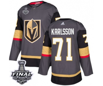 Adidas Golden Knights #71 William Karlsson Grey Home Authentic 2018 Stanley Cup Final Stitched NHL Jersey