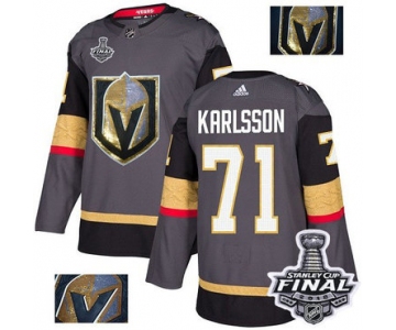 Adidas Golden Knights #71 William Karlsson Grey Home Authentic Fashion Gold 2018 Stanley Cup Final Stitched NHL Jersey