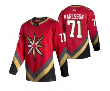 Vegas Golden Knights #71 William Karlsson Red Men's Adidas 2020-21 Reverse Retro Alternate NHL Jersey