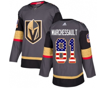 Adidas Golden Knights #81 Jonathan Marchessault Grey Home Authentic USA Flag Stitched NHL Jersey