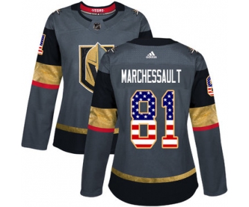 Adidas Vegas Golden Knights #81 Jonathan Marchessault Grey Home Authentic USA Flag Women's Stitched NHL Jersey
