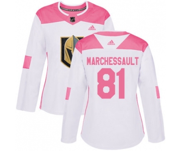 Adidas Vegas Golden Knights #81 Jonathan Marchessault White Pink Authentic Fashion Women's Stitched NHL Jersey