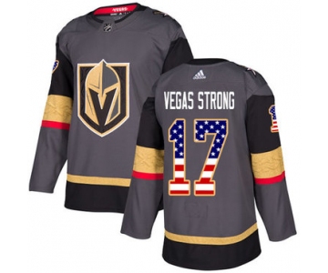 Adidas Golden Knights #17 Vegas Strong Grey Home Authentic USA Flag Stitched NHL Jersey