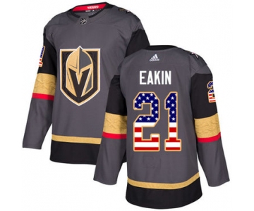 Adidas Golden Knights #21 Cody Eakin Grey Home Authentic USA Flag Stitched NHL Jersey