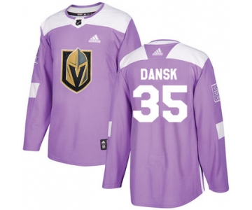 Adidas Golden Knights #35 Oscar Dansk Purple Authentic Fights Cancer Stitched NHL Jersey