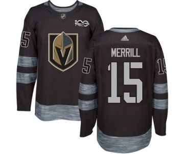 Adidas Vegas Golden Knights #15 Men's Jon Merrill Premier Black 1917-2017 100th Anniversary NHL Jersey