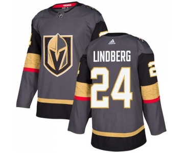 Adidas Vegas Golden Knights #24 Oscar Lindberg Grey Home Authentic Stitched NHL Jersey