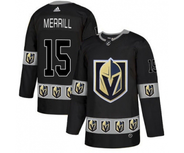 Men's Vegas Golden Knights #15 Jon Merrill Black Team Logos Fashion Adidas Jersey