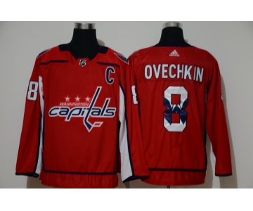 Men's Washington Capitals #8 Alexander Ovechkin Red With Team Logo Adidas Stitched NHL Jersey