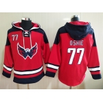 Men's Washington Capitals #77 TJ Oshie Red Ageless Must Have Lace Up Pullover Hoodie