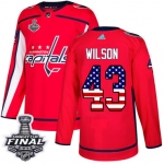 Adidas Capitals #43 Tom Wilson Red Home Authentic USA Flag 2018 Stanley Cup Final Stitched NHL Jersey