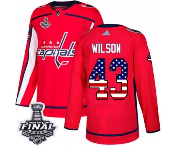 Adidas Capitals #43 Tom Wilson Red Home Authentic USA Flag 2018 Stanley Cup Final Stitched NHL Jersey