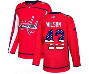 Adidas Capitals #43 Tom Wilson Red Home Authentic USA Flag Stitched NHL Jersey