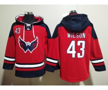 Men's Washington Capitals #43 Tom Wilson Red Ageless Must Have Lace Up Pullover Hoodie