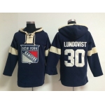 2014 Old Time Hockey New York Rangers #30 Henrik Lundqvist Navy Blue Hoodie